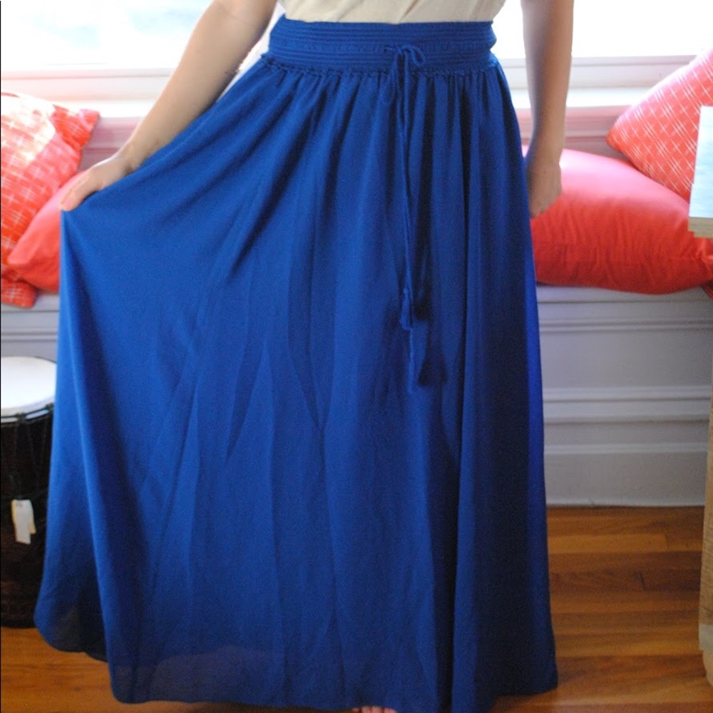 Anthropologie Maeve blue maxi skirt